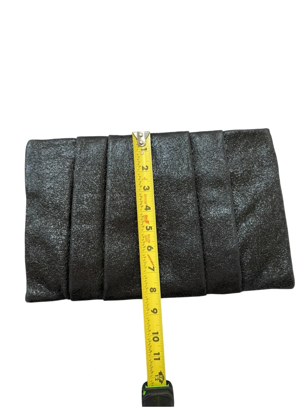 kate spade Black Textured Leather Clutch Purse Large 12”x8” Flex Spring Closure